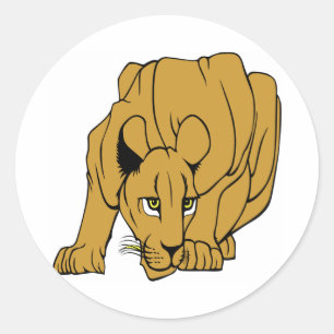 Pegatina Redonda León de montaña blanco de la pantera del puma del