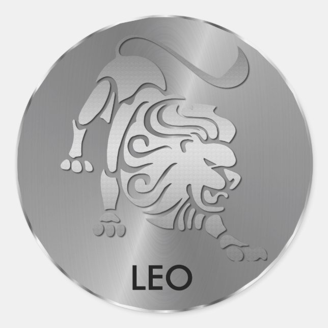 Pegatina Redonda León de Plata el León - Rótulo Zodiaco (Anverso)
