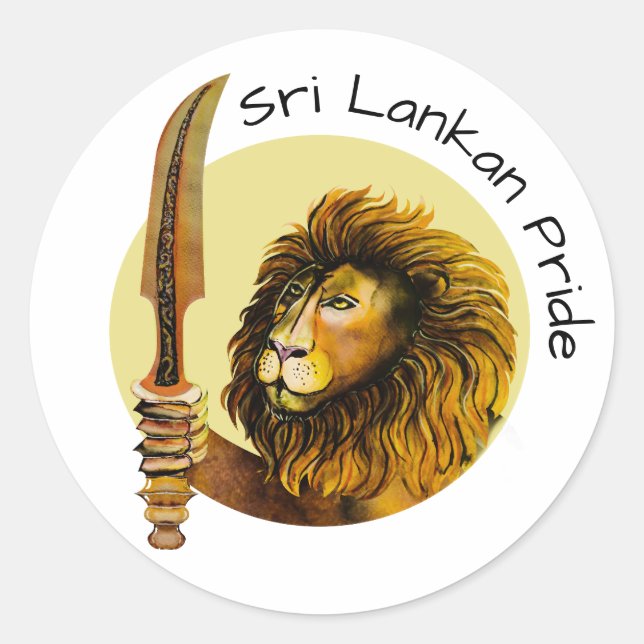Pegatina Redonda León de Sri Lanka (Anverso)