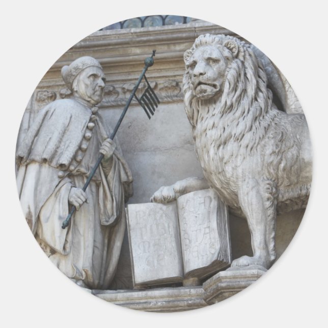 Pegatina Redonda León de Venecia (Anverso)