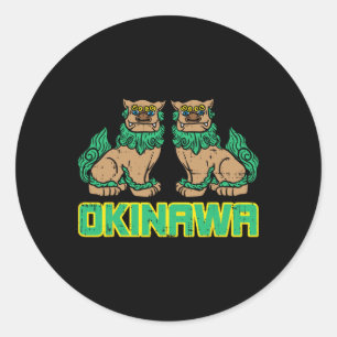 Pegatina Redonda León Okinawa Guardian Shisa Marcial Japonés