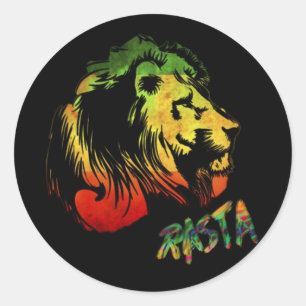Pegatina Redonda león rasta