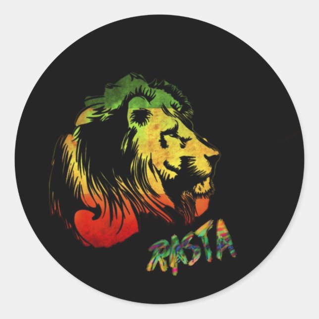Pegatina Redonda león rasta (Anverso)