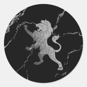 Pegatina Redonda León real plateado