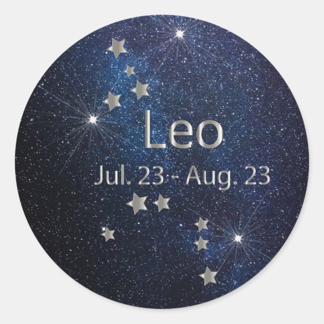 Pegatina Redonda León ♌ - Signo de estrella zodiaco (Anverso)