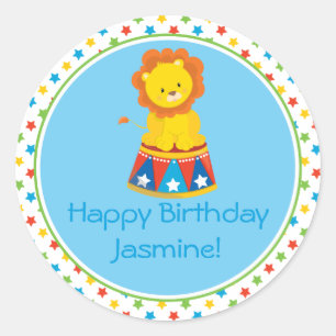 Pegatina Redonda León   Tema del circo   Personalizado