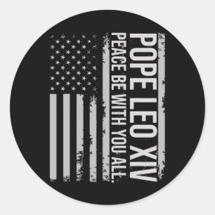 Pegatina Redonda León Xiv 14.º Vino De Bandera Estadounidense