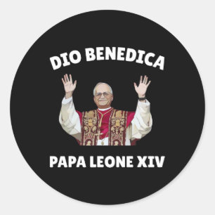 Pegatina Redonda León Xiv - Dios bendiga al Papa León Xiv