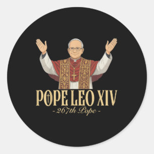Pegatina Redonda León Xiv Iglesia Católica Bendición