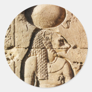 Pegatina Redonda Leona de Sekhmet jeroglífica