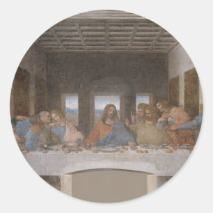 Pegatina Redonda Leonardo da Vinci - la pintura de la última cena