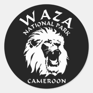 Pegatina Redonda Leones Del Parque Nacional De Waza - Camerún
