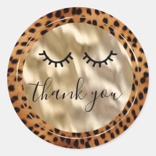 Pegatina Redonda Leopard Black Eyelashes Gracias