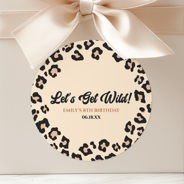 Pegatina Redonda Leopard Cheetah ¡Vamos a salvajes! Fiesta de cumpl (Subido por el creador)