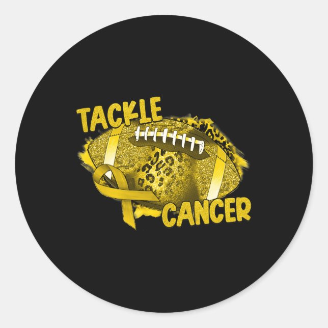 Pegatina Redonda Leopard Football Gold Ribbon (Anverso)