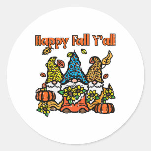 Pegatina Redonda Leopard Gnomes Happy Fall Yall Thankending Men Wo