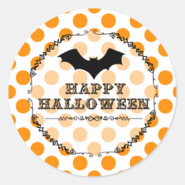 Pegatina Redonda Leopard Happy Halloween Bat