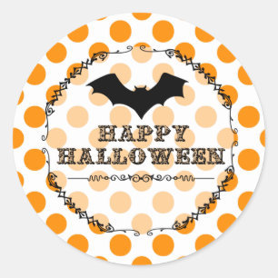 Pegatina Redonda Leopard Happy Halloween Bat
