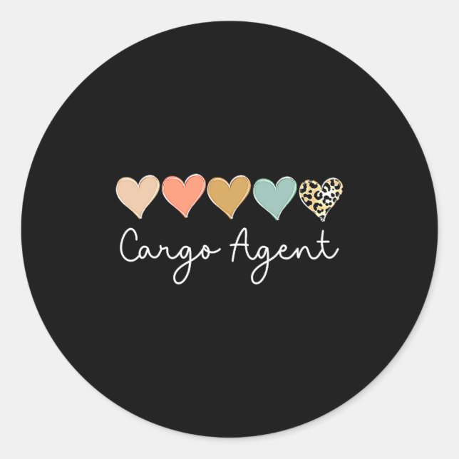 Pegatina Redonda Leopard Hearts Matching Valentines Day For Cargo  (Anverso)