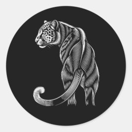 Pegatina Redonda Leopard Line Art – Fierce & Fluid