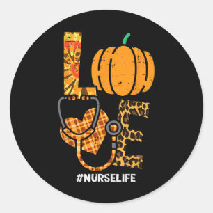 Pegatina Redonda Leopard Love Nurse Life Thankending Scrub Top Fal