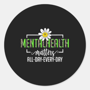 Pegatina Redonda Leopard Mental Health S Human Brain Illness Awaren