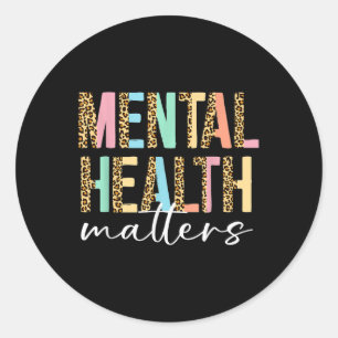 Pegatina Redonda Leopard Mental Health S Human Brain Illness Awaren