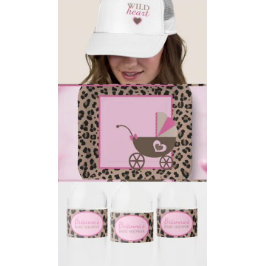 Pegatina Redonda Leopard & Pink Baby Shower Gracias Por Venir