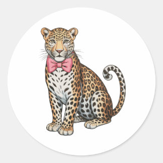 Pegatina Redonda Leopard Pink Coquette Bow Girly Sublimation Art