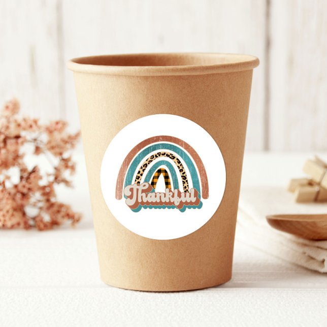 Pegatina Redonda Leopard Print Rainbow Acción de Gracias (Subido por el creador)