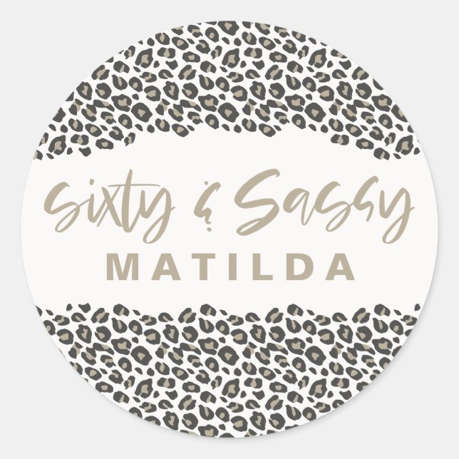 Pegatina Redonda Leopard print sesenta y una fiesta de cumpleaños 6 (Anverso)