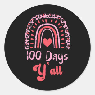 Pegatina Redonda Leopard Rainbow 100 días en el 100° día de clases 