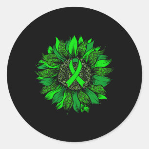 Pegatina Redonda Leopard Sunflower Mental Health Awareness Green Ri