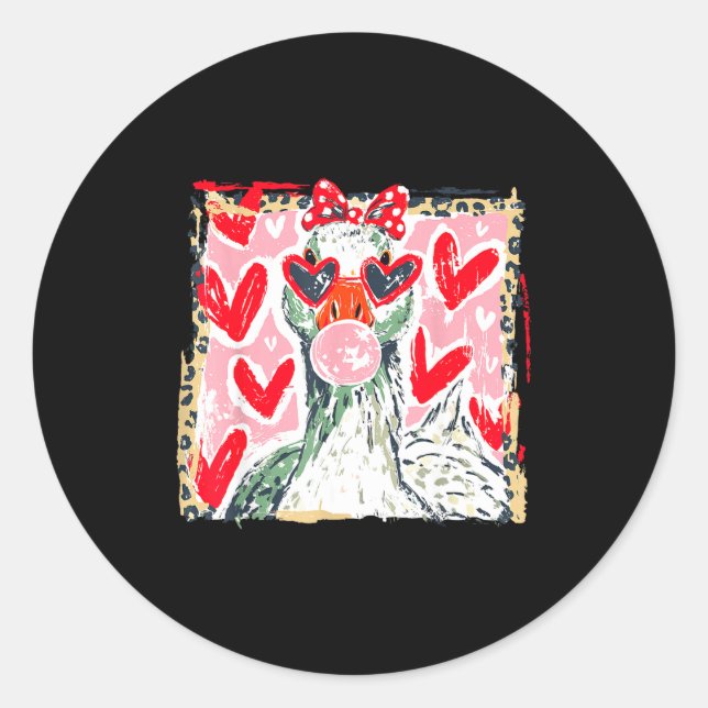 Pegatina Redonda Leopard Valentine's Day Goose Cute Animal Couple M (Anverso)