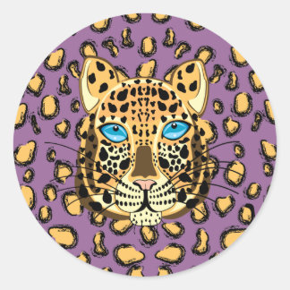 Pegatina Redonda Leopardo