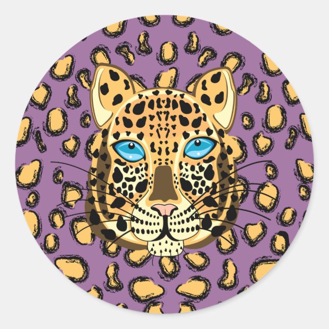 Pegatina Redonda Leopardo (Anverso)