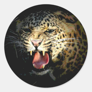 Pegatina Redonda Leopardo