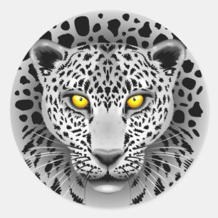 Pegatina Redonda Leopardo blanco con Pegatinas redondos de ojos ama