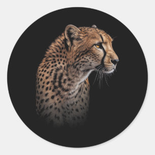 Pegatina Redonda Leopardo Cheetah Tiger Leopard Face Gato de León