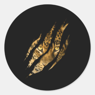 Pegatina Redonda Leopardo Cheetah Tiger Leopardo Cara León Gato App