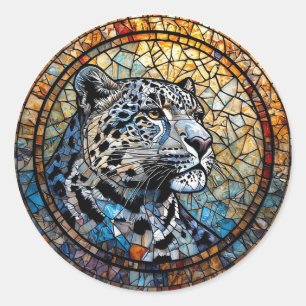 Pegatina Redonda Leopardo con tonos cálidos y fríos