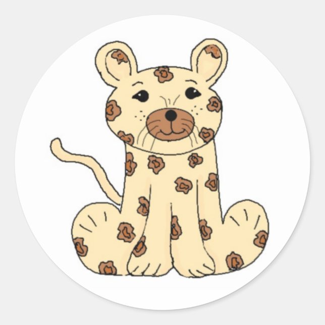 Pegatina Redonda Leopardo de dibujos animados (Anverso)