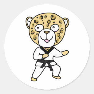 Pegatina Redonda Leopardo de las artes marciales