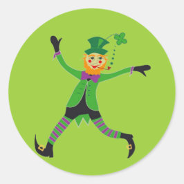 Pegatina Redonda Leprechaun