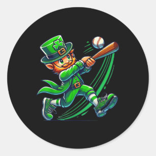 Pegatina Redonda Leprechaun Baseball St Patricks Day Boys Men Costu