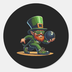 Pegatina Redonda Leprechaun Bowling Bowler Tee St.patricks Day Kids
