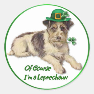 Pegatina Redonda Leprechaun Dog