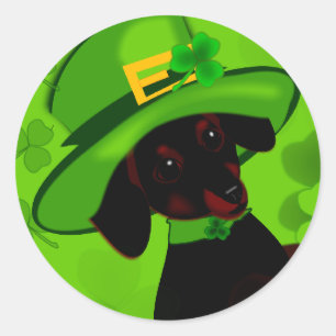 Pegatina Redonda Leprechaun Doxie