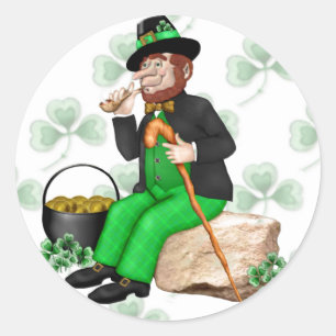 Pegatina Redonda Leprechaun Gold