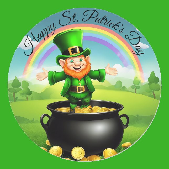 Pegatina Redonda Leprechaun San Patricio (Subido por el creador)